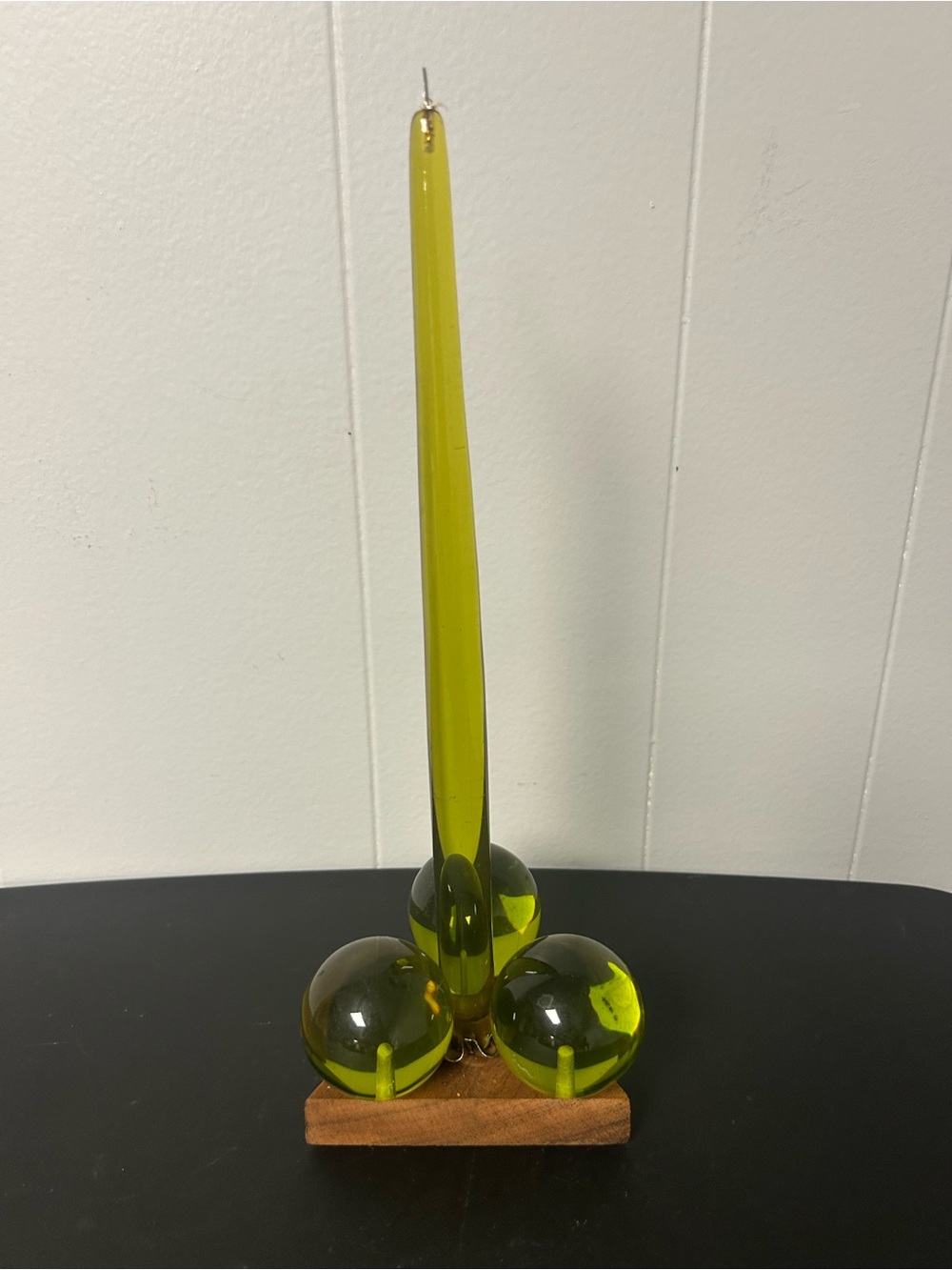 Vintage Lucite Candle MCM 1960 1970 Tall Taper green